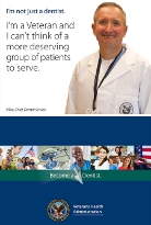 Image of a Veteran who is also a VA Dentist saying that he can't think of a more deserving group of patients to serve