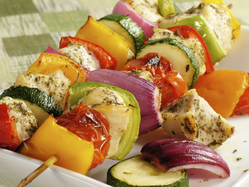 chicken and vegetable skewer