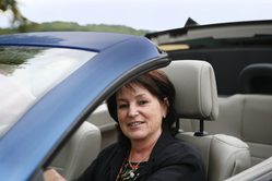 woman driving car