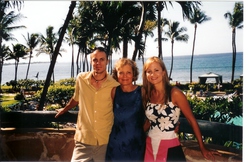 woman with kidney failure and her two children at the beach