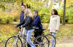 Family out for a walk/bike ride