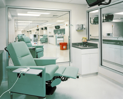 a chair in a dialysis clinic