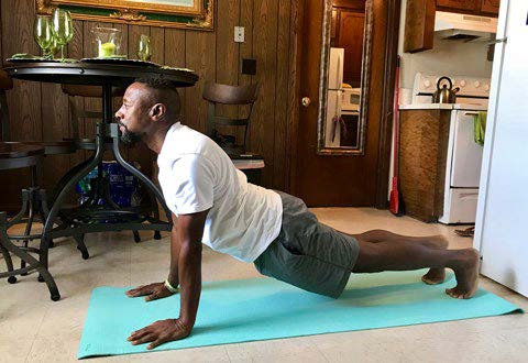 Veteran in yoga pose