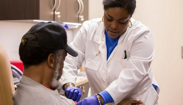 healthcare worker with patient