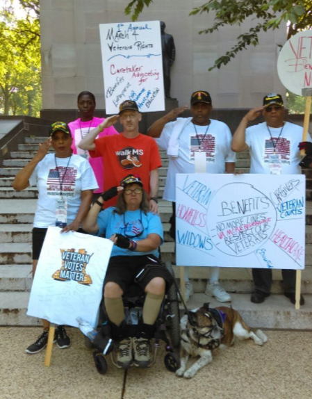 Jeff Jensen at Veteran march with friends