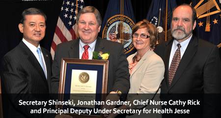 Secretary Shinseki, Jonathan Gardner, Chief Nurse Cathy Rick and Principal Deputy Under Secretary for Health Jesse