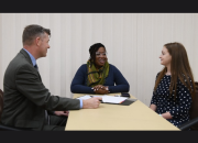 Licensed Professional Mental Health Counselor (LPMHC) Program Director Tanya Workman, center, meets with team members at the South Texas VA to discuss the LPMHC internship program.