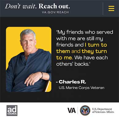 "My friends who served with me are still my friends & I turn to them & they turn to me. We have each others' backs" - Charles