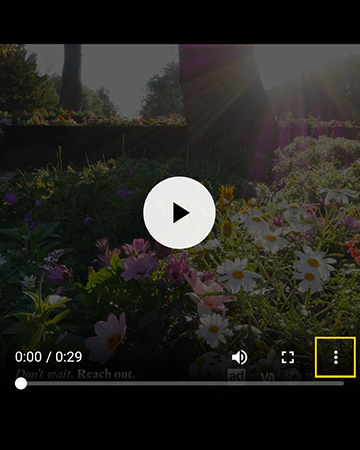 Android phone screenshot of video paused with box around three dots on the bottom right.