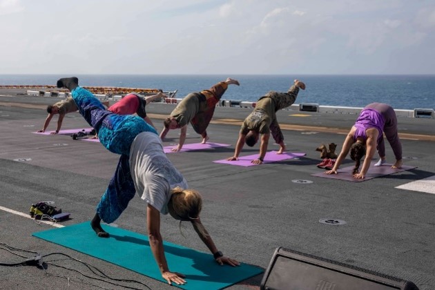 A yoga class session.