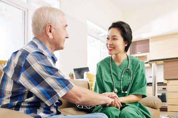 A veteran talking with his doctor.