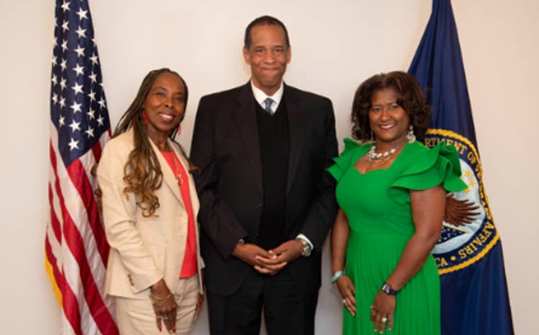 (left to right): Program Specialist, LaTonya L. Small, Ed.D.; Director Advisory Committee Management Office/CMO, Jeffrey A. Moragne; and Program Specialist, Jelessa M. Burney, MPA