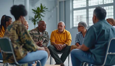 Therapist conducting group therapy for Veterans