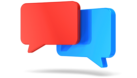 Red & blue speech bubbles