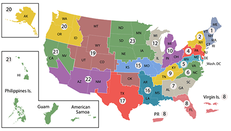 US Map Showing VA Veterans Integrated Service Networks