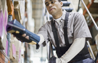 Warehouse worker scanning inventory