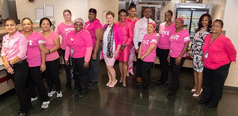 CWV with VCS Employee Cafeteria Staff supporting Breast Cancer Awareness